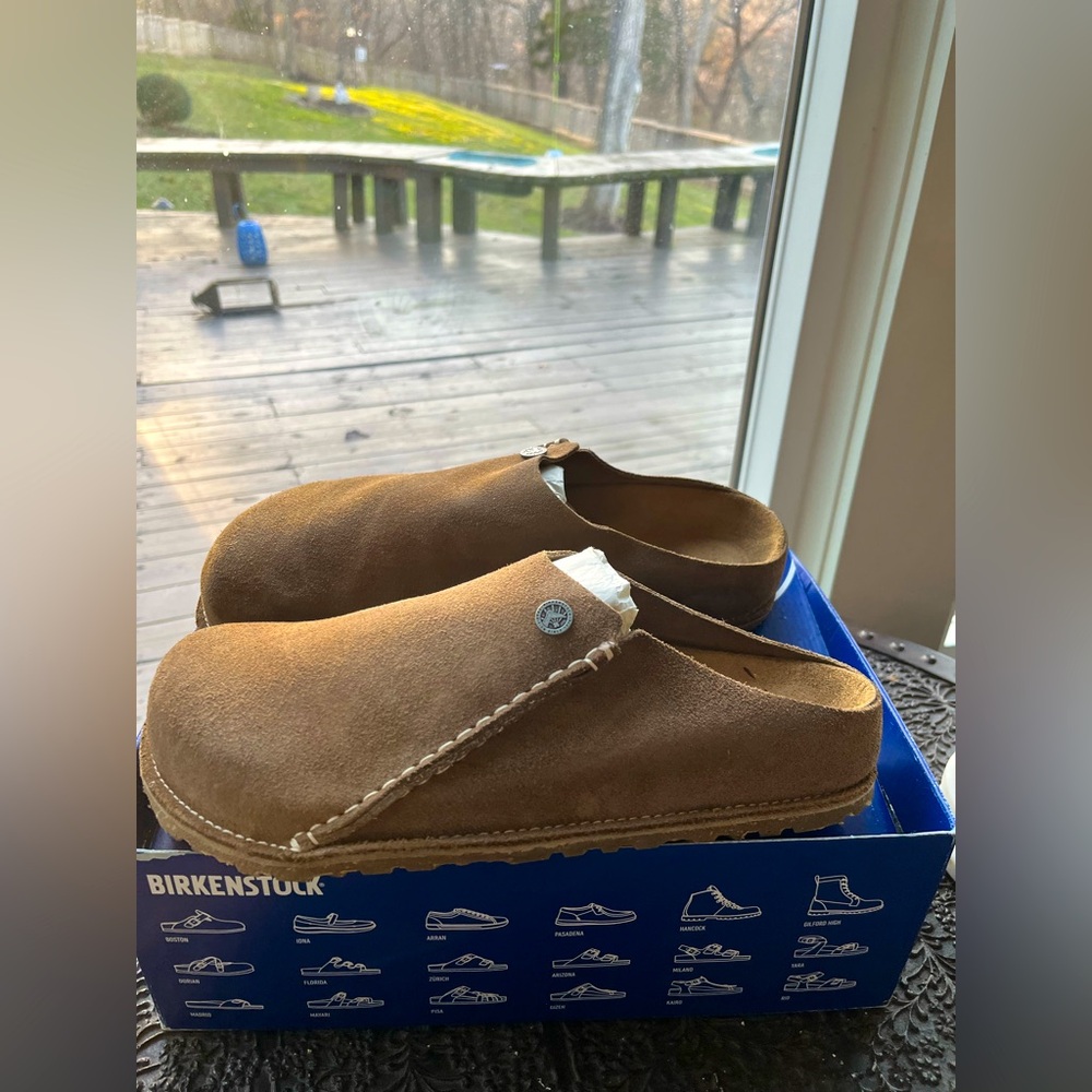 Birkenstock Zermatt Suede Slip-on Shoes - Grey Taupe - 43